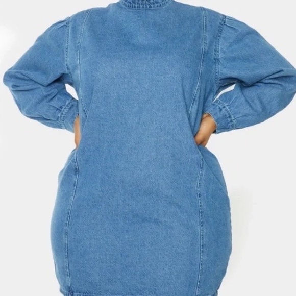 PrettyLittleThing Dresses & Skirts - Pretty Little Thing Denim Mock Neck Mini Dress Size 3X